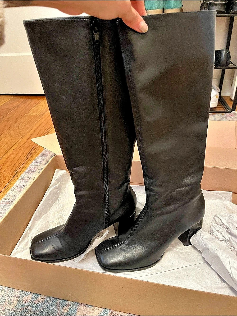 Reformation Nylah Knee Boot Black Heeled Boots